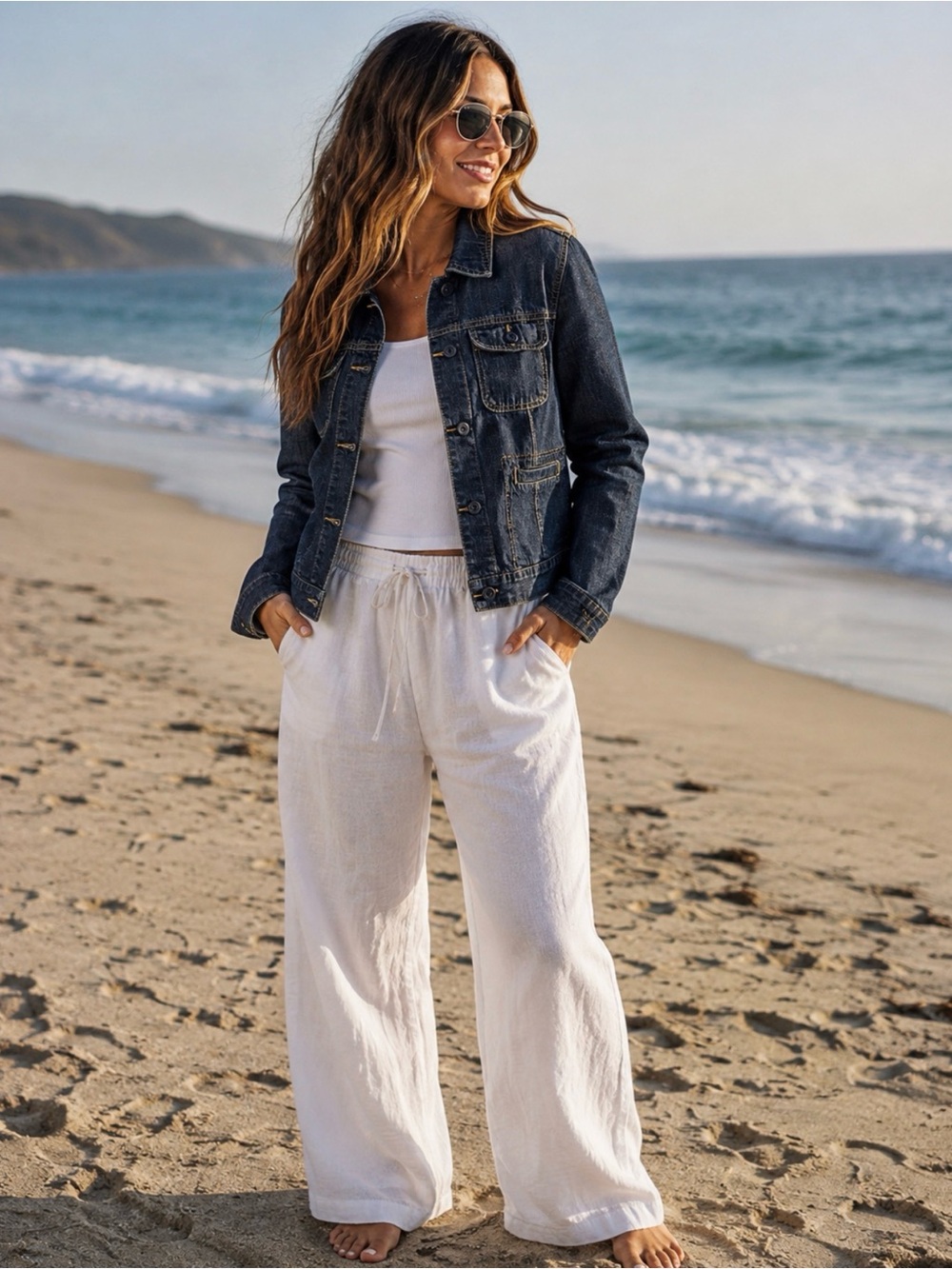 Boden Dark Blue Denim Jean Jacket with Contrast Stitching